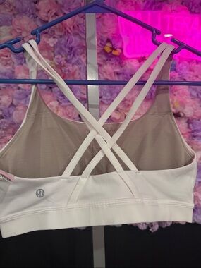 lululemon athletica White Sports Bra with Light Taupe Interior